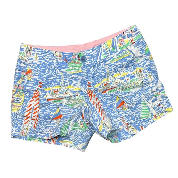 LILLY PULITZER Womens 2 Blue Get Nauti Low Rise Classic Print Callahan Shorts - Picture 1 of 8